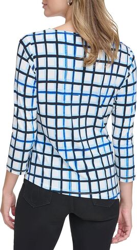 Calvin Klein Women's Plus 3/4th Sleeve Printed Blouse Top in Saudi Arabia