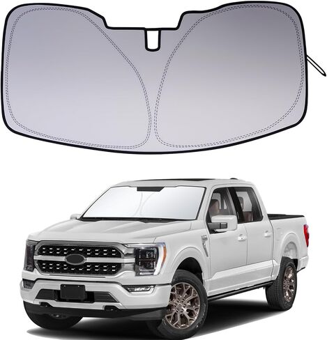 مظلة شمسية للزجاج الأمامي قابلة للطي من JDMCAR متوافقة مع 2015 2016 2017 2018 2019 2020 Ford F150 (Lariat، King Ranch، Platinum، Limited Raptor)، مظلة نافذة أمامية داخلية للسيارة للحماية من حرارة الشمس in Saudi Arabia