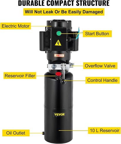 Vevor 110V 10 Quart Hydraulic Power Unit Automotive Hydraulic Pump Dump Trailer Vehicle Mounted Lifter Auto Shop Repair Car Lift Power Unit for Two and Four Post Lift Auto Hoist in Saudi Arabia