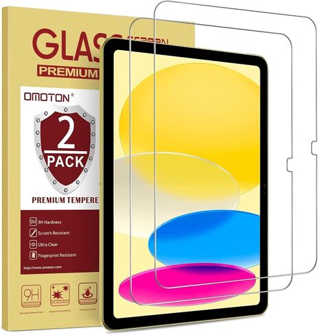 OMOTON [عبوتان] واقي شاشة لجهاز iPad الجيل العاشر (10.9 بوصة) إصدار 2022، زجاج مقسى لجهاز iPad 10، متوافق مع قلم Apple / سهل التركيب in Saudi Arabia