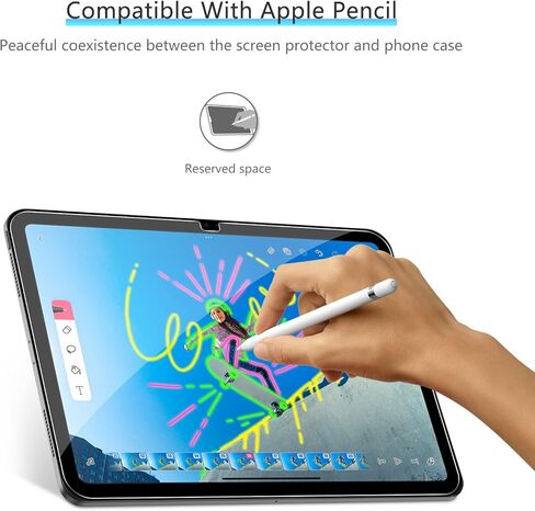 OMOTON [عبوتان] واقي شاشة لجهاز iPad الجيل العاشر (10.9 بوصة) إصدار 2022، زجاج مقسى لجهاز iPad 10، متوافق مع قلم Apple / سهل التركيب in Saudi Arabia