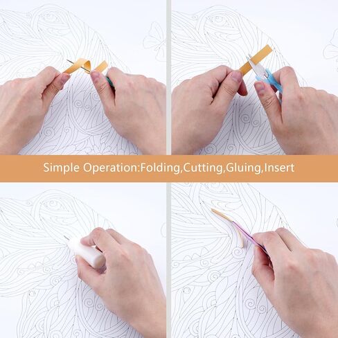 مجموعات اللف الفريدة من نوعها، مجموعة اللف الورقية للبالغين المبتدئين، 16 * 20 بوصة من الزهور والكلاب مع أدوات اللف الورقية واستخدام الدليل، مجموعات DIY للكبار مجموعات الطلاء الورقية لتزيين الجدران in Kuwait