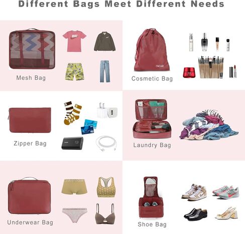 BAGAIL 8 Set Packing Cubes Luggage Packing Organizers and 3Bagail Ultralight Zipper Pouch in Saudi Arabia