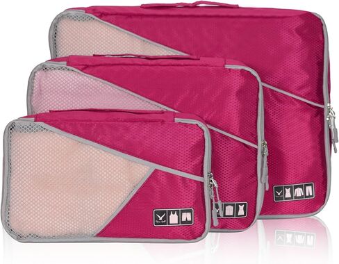 مجموعة مكعبات تعبئة هاينز إيجل 3 قطع لتنظيم أمتعة السفر، أحمر بنفسجي مع رمادي in Kuwait