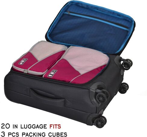 مجموعة مكعبات تعبئة هاينز إيجل 3 قطع لتنظيم أمتعة السفر، أحمر بنفسجي مع رمادي in Kuwait