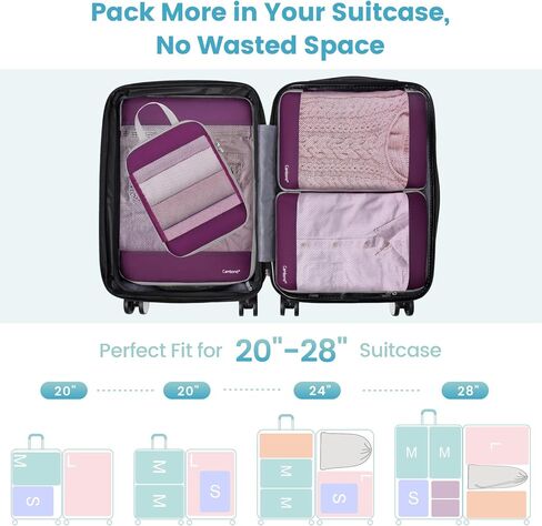 4 Pack Multi-color Luggage Organizers Compression Cubes for Suitcases, 4 Set See Through Mesh Compression Packing Cubes Purple in Kuwait