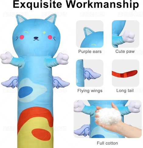 وسادة جسم قطة طويلة من القطيفة من MerryXD Kawaii، مقاس 53 بوصة، حيوانات محشوة سوداء ناعمة لطيفة، ألعاب دمى كبيرة للأطفال، هدايا مثالية للعناق، والفتيات، والصديقات، والأولاد، وأعياد الميلاد، والكريسماس، والهالوين، وعيد الحب in Kuwait