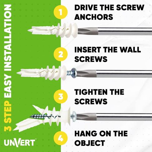 #8 Drywall Anchors and Screws Kit, Plastic Dry Wall Anchors for Drywall Heavy Duty, Wall Anchors and Screws Self Drilling Drywall Anchor. Sheetrock Anchors No Pre Drill Hole Required (5 Pack) in Saudi Arabia