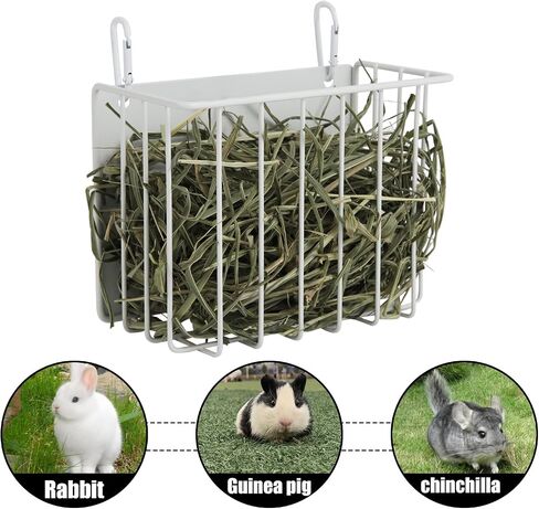 Hay Feeder for Rabbit Bunny Chinchilla Guinea Pigs Heavy Duty Metal Hay Holder White Hay Feeder Hay Container in Saudi Arabia
