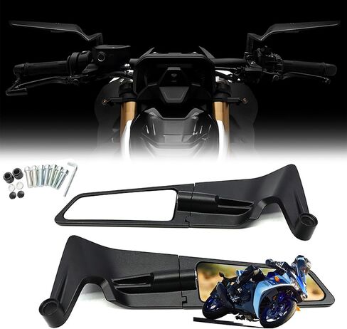 Motorcycle Rear View Mirrors, Adjustable 360° Rotating Stealth Wind Wing Side Mirrors Compatible with Z400 Z650 Z900 GSX S750 ABS 1290 Super Duke R Evo ABS 390 Duke Street Bike in Saudi Arabia