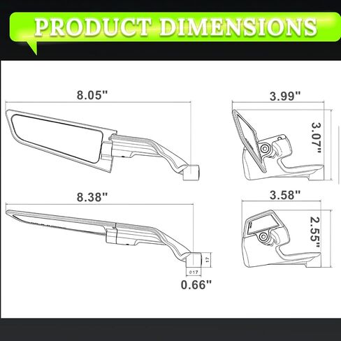 Motorcycle Rear View Mirrors, Adjustable 360° Rotating Stealth Wind Wing Side Mirrors Compatible with Z400 Z650 Z900 GSX S750 ABS 1290 Super Duke R Evo ABS 390 Duke Street Bike in Saudi Arabia