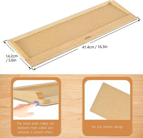 SAMDI Wooden Keyboard Tray, Apple iMac Stand Base, Stainless Steel/Wooden Keyboard Stand for Magic Keyboard Mounting Platform - A-Maple in Saudi Arabia