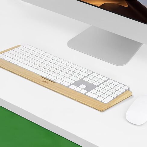 SAMDI Wooden Keyboard Tray, Apple iMac Stand Base, Stainless Steel/Wooden Keyboard Stand for Magic Keyboard Mounting Platform - A-Maple in Saudi Arabia