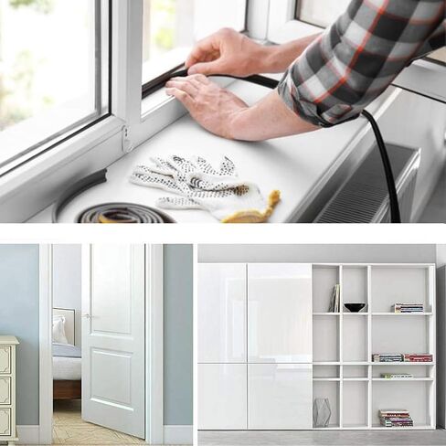 فرشاة TOP-VIGOR لتجريد الطقس بعرض 6 مم وسمك 7 مم وطول 19.7 قدم، باب نافذة ذاتي اللصق، رمادي داكن in Kuwait