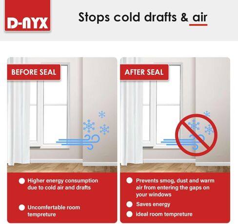 Weather Sealing Tape for Window Heavy-Duty Residue-Free RV Insulation Tape for Doors and Windows | Plastic Window Coverings for Winter | Weather Stripping Tape in Kuwait
