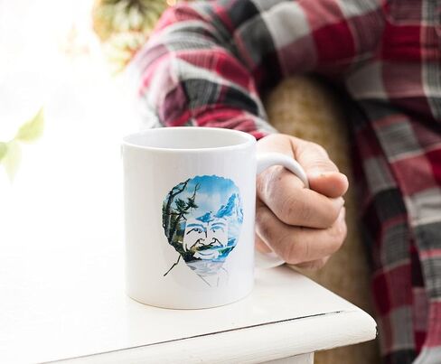Surreal Entertainment Exclusive Bob Ross Watercolor Portrait Ceramic Coffee Mug | Official Joy Of Painting Collectible | Novelty Drinkware For Home Kitchen Set | Holds 11 Ounces in Saudi Arabia