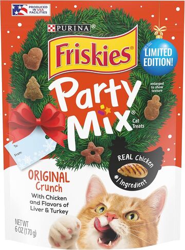 Friskies Party Mix Holiday Cat Treats Original Crunch Holiday Shapes - 6 oz. Pouch in Saudi Arabia