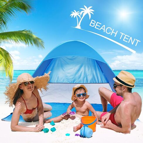 خيمة شاطئ منبثقة كبيرة جدًا من تشابو، مأوى للشمس مع حقيبة حماية فورية من الأشعة فوق البنفسجية، مظلة شاطئ محمولة لـ 3-5 أشخاص، سهلة التركيب تلقائيًا، كبائن الشاطئ للتخييم الرملي، الصيد، النزهة، التنزه سيرًا على الأقدام in Kuwait
