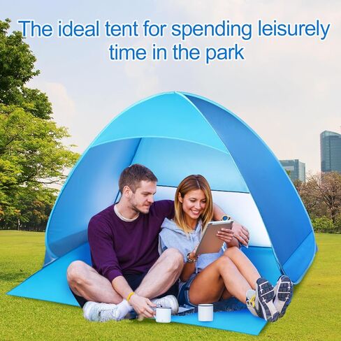 خيمة شاطئ منبثقة كبيرة جدًا من تشابو، مأوى للشمس مع حقيبة حماية فورية من الأشعة فوق البنفسجية، مظلة شاطئ محمولة لـ 3-5 أشخاص، سهلة التركيب تلقائيًا، كبائن الشاطئ للتخييم الرملي، الصيد، النزهة، التنزه سيرًا على الأقدام in Kuwait