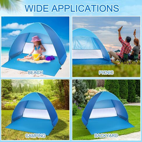 خيمة شاطئ منبثقة كبيرة جدًا من تشابو، مأوى للشمس مع حقيبة حماية فورية من الأشعة فوق البنفسجية، مظلة شاطئ محمولة لـ 3-5 أشخاص، سهلة التركيب تلقائيًا، كبائن الشاطئ للتخييم الرملي، الصيد، النزهة، التنزه سيرًا على الأقدام in Kuwait