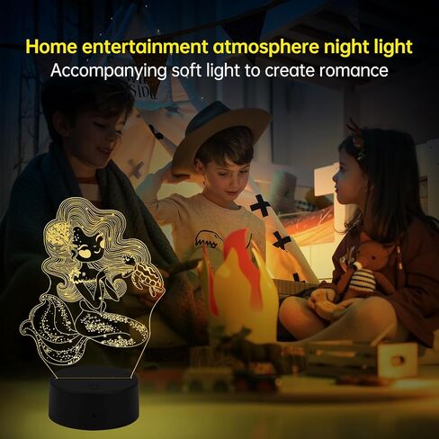 YongBuangx Mermaid Night Light for Kids, 3D Night Lamp, 16 Colors Changing with Remote Control, Room Decor, Gifts for Children Girls Boys in Saudi Arabia