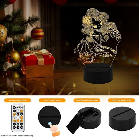 YongBuangx Mermaid Night Light for Kids, 3D Night Lamp, 16 Colors Changing with Remote Control, Room Decor, Gifts for Children Girls Boys in Saudi Arabia