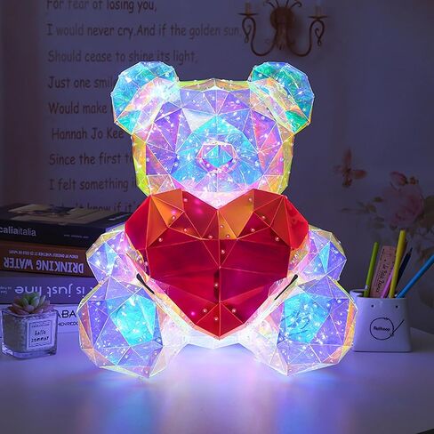 WULCFCH Glowing Teddy Bear Night Light LED Lights Up Bear Galaxy Bear Lamp Bedrooms Bedside Nursery Decor Lights, Unique Gift for Woman Girls Kids Mon Mother's Day, with Transparent Gift Box in Saudi Arabia
