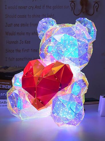 WULCFCH Glowing Teddy Bear Night Light LED Lights Up Bear Galaxy Bear Lamp Bedrooms Bedside Nursery Decor Lights, Unique Gift for Woman Girls Kids Mon Mother's Day, with Transparent Gift Box in Saudi Arabia