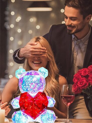WULCFCH Glowing Teddy Bear Night Light LED Lights Up Bear Galaxy Bear Lamp Bedrooms Bedside Nursery Decor Lights, Unique Gift for Woman Girls Kids Mon Mother's Day, with Transparent Gift Box in Saudi Arabia