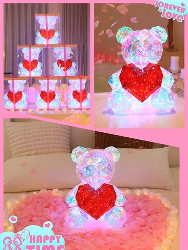 WULCFCH Glowing Teddy Bear Night Light LED Lights Up Bear Galaxy Bear Lamp Bedrooms Bedside Nursery Decor Lights, Unique Gift for Woman Girls Kids Mon Mother's Day, with Transparent Gift Box in Saudi Arabia