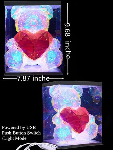 WULCFCH Glowing Teddy Bear Night Light LED Lights Up Bear Galaxy Bear Lamp Bedrooms Bedside Nursery Decor Lights, Unique Gift for Woman Girls Kids Mon Mother's Day, with Transparent Gift Box in Saudi Arabia