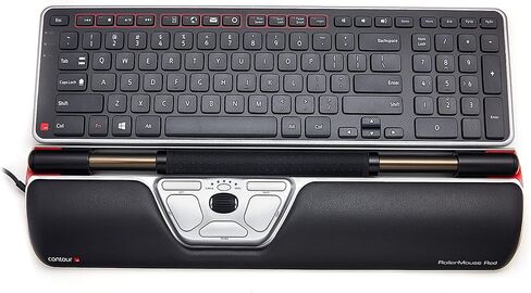 Contour Design Ultimate Workstation Red Wireless - تتضمن لوحة مفاتيح RollerMouse Red & Balance - مجموعة لوحة مفاتيح وماوس لاسلكية مريحة - متوافقة مع أجهزة كمبيوتر Mac والكمبيوتر الشخصي in Kuwait