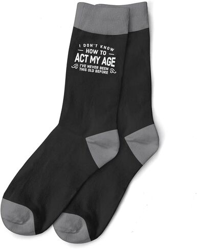 Birthday Gift Socks for Men Act My Age Keepsake 18th 21st 30th 40th 50th 60th 65th 70th 75th 80th 90th Present Size 7-12 (Brown/Grey) in Saudi Arabia