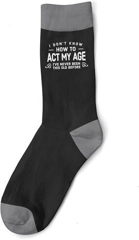Birthday Gift Socks for Men Act My Age Keepsake 18th 21st 30th 40th 50th 60th 65th 70th 75th 80th 90th Present Size 7-12 (Brown/Grey) in Saudi Arabia