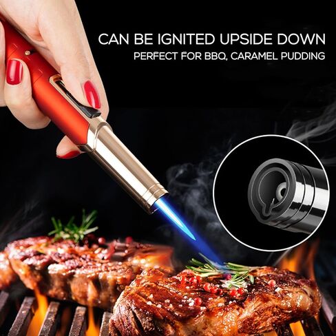 Navpeak Torch Lighter شعلة الطبخ القابلة لإعادة الملء مع قفل أمان، نافذة غاز، للشموع، المطبخ، الشواية الخارجية، الشواء (البوتان غير متضمن) (أسود) in Kuwait