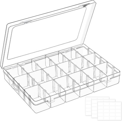 Mauproy 2 Pack 8 Grids Plastic Bead Organizer Boxes, Small Clear Storage Containers with Removable Dividers and Labels Tackle Boxes for Candies Snacks Jewelry Crafts Small Parts in Saudi Arabia