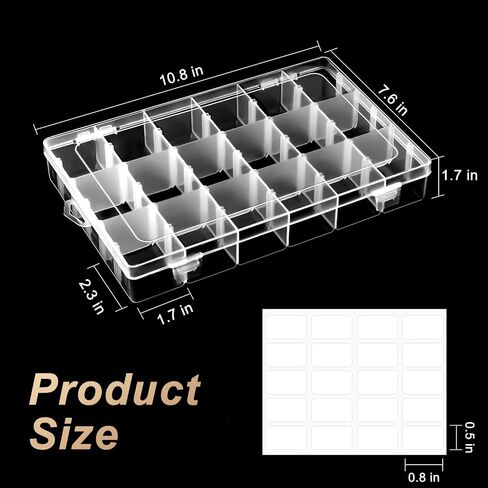 Mauproy 2 Pack 8 Grids Plastic Bead Organizer Boxes, Small Clear Storage Containers with Removable Dividers and Labels Tackle Boxes for Candies Snacks Jewelry Crafts Small Parts in Saudi Arabia