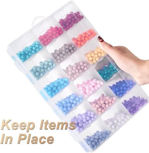 Mauproy 2 Pack 8 Grids Plastic Bead Organizer Boxes, Small Clear Storage Containers with Removable Dividers and Labels Tackle Boxes for Candies Snacks Jewelry Crafts Small Parts in Saudi Arabia