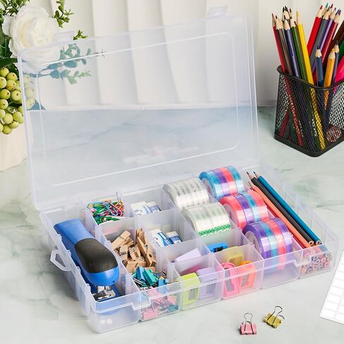Mauproy 2 Pack 8 Grids Plastic Bead Organizer Boxes, Small Clear Storage Containers with Removable Dividers and Labels Tackle Boxes for Candies Snacks Jewelry Crafts Small Parts in Saudi Arabia