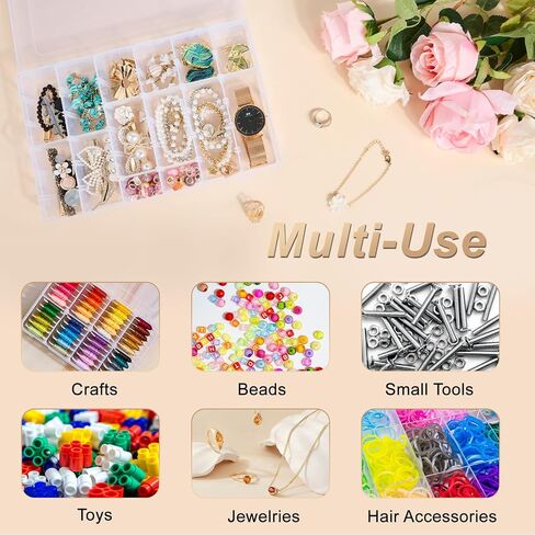 Mauproy 2 Pack 8 Grids Plastic Bead Organizer Boxes, Small Clear Storage Containers with Removable Dividers and Labels Tackle Boxes for Candies Snacks Jewelry Crafts Small Parts in Saudi Arabia