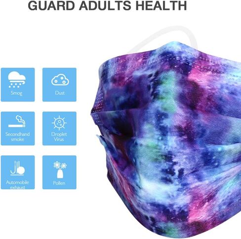 100 Pcs Disposable Face Masks - 3-Layer Breathable Safety Masks,Disposable Masks for Adults Men Women,Holiday Colorful Mask in Saudi Arabia