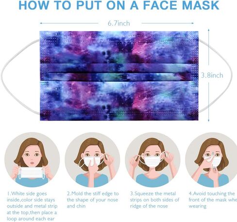 100 Pcs Disposable Face Masks - 3-Layer Breathable Safety Masks,Disposable Masks for Adults Men Women,Holiday Colorful Mask in Saudi Arabia