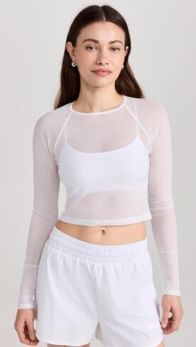 Beyond Yoga Women's Show Off Mesh Long Sleeve Cropped Top in Saudi Arabia