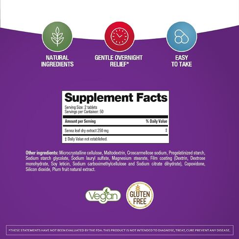 Prunelax Ciruelax Maximum Relief Laxative Tablets with Natural Senna for Occasional Constipation, Senna Extract, Vegan & Gluten-Free, Gentle Overnight Relief - 60ct (Pack of 5) in Saudi Arabia