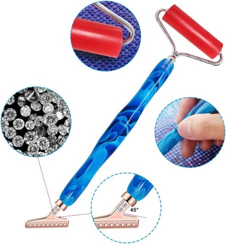 AIFUDA 17 قطعة من مجموعات أقلام اللوحات الفنية الماسية، 45 درجة مريحة 5 قطع من رؤوس الفولاذ المقاوم للصدأ و1 قطعة من أسطوانة الذهب الوردي الأحمر، أدوات إكسسوارات الرسم الفني الماسي 5D لحرف الرسم اليدوية in Kuwait