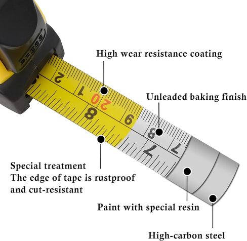 Auto-Lock Measuring Tape, 16-Feet (5M) Dual Side Retractable Tape Measure, Inch/Metric Scale, MID Accuracy, for Electricians, Carpenter, Surveyors and Engineers, with Rubber Protective Casing in Saudi Arabia