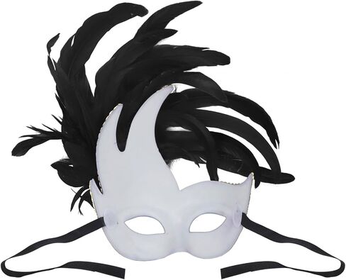 Gothic Feather Choker Collar Cosplay Halloween Costume Face Mask Mardi Gras Neck Wrap Maleficent Raven Witch Costume in Saudi Arabia