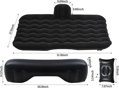NovelBee Car Inflatable Air Mattress Back Seat Sleeping Bed with Head and One Side Pad for Extra Protection,Portable Sleeping Pad Mattress for Travel Camping in Saudi Arabia