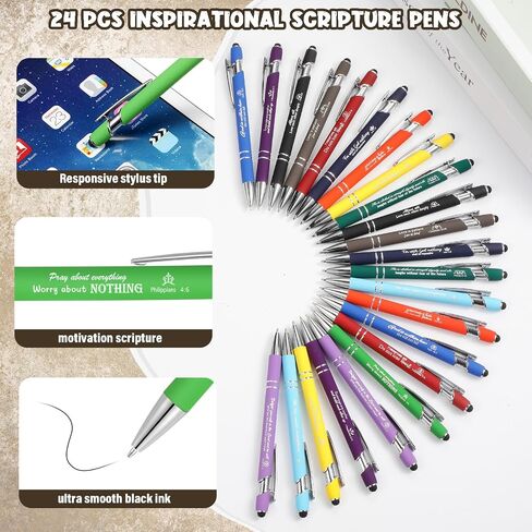 Faccito 48 Pcs Inspirational Gift Set Motivational Mini Notebooks Bible Verse Pen Bible Verses Notepads with Christian Quote Pens Christian Gifts for Women School Office Travel Supplie (Chic Style) in Saudi Arabia