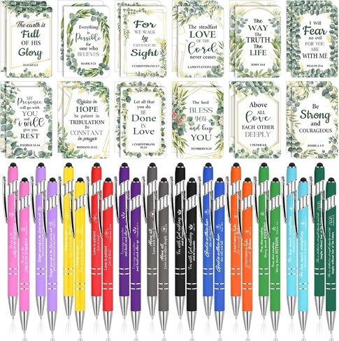 Faccito 48 Pcs Inspirational Gift Set Motivational Mini Notebooks Bible Verse Pen Bible Verses Notepads with Christian Quote Pens Christian Gifts for Women School Office Travel Supplie (Chic Style) in Saudi Arabia